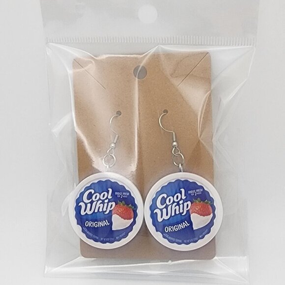 Mini-Brands "Cool Whip Original" Stainless Steel Fishhook Earrings - Picture 1 of 3